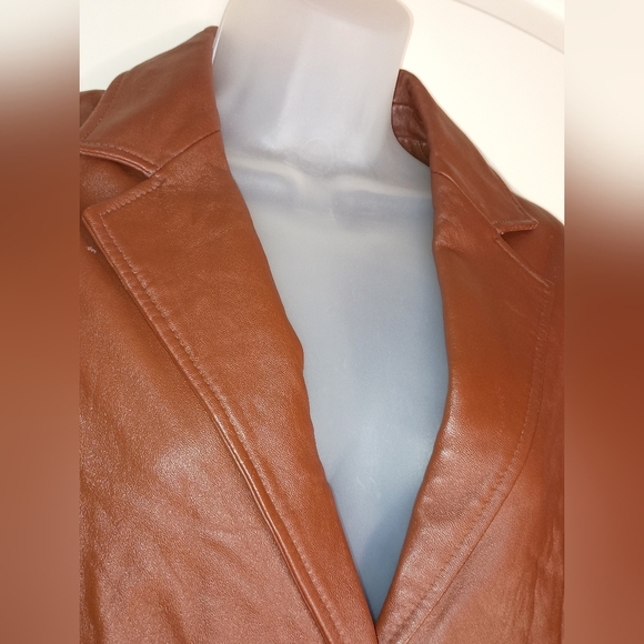 PAMELA MCCOY Vintage Winter Work Brown butterly Leather Jacket Blazer M (#1,210) - Picture 5 of 11
